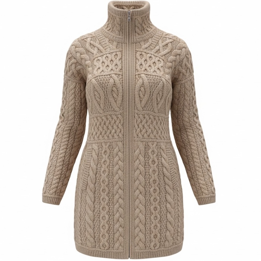 🧶 Aran Crafts Irish Merino Wool Long Coatigan 🧶